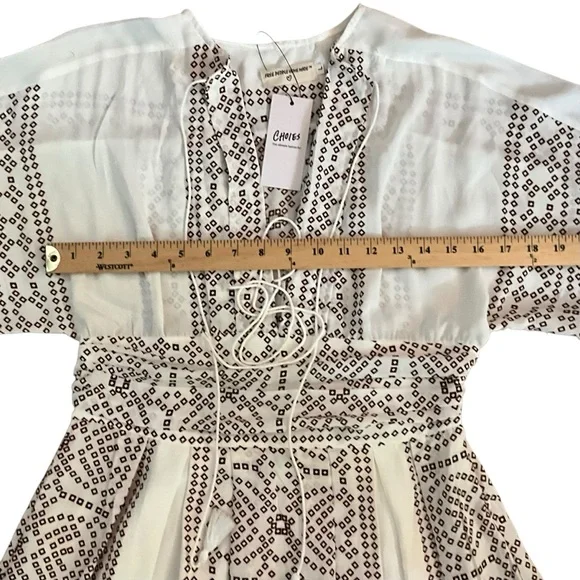 NWT Free People Kimono Maxi Dress in Pearl and Brown - Picture 2 of 16